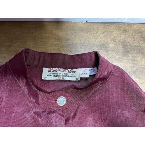 Wahmaker womens 1880s Style Blouse Burgundy Poly Blend Moire 2XL - Picture 4 of 11